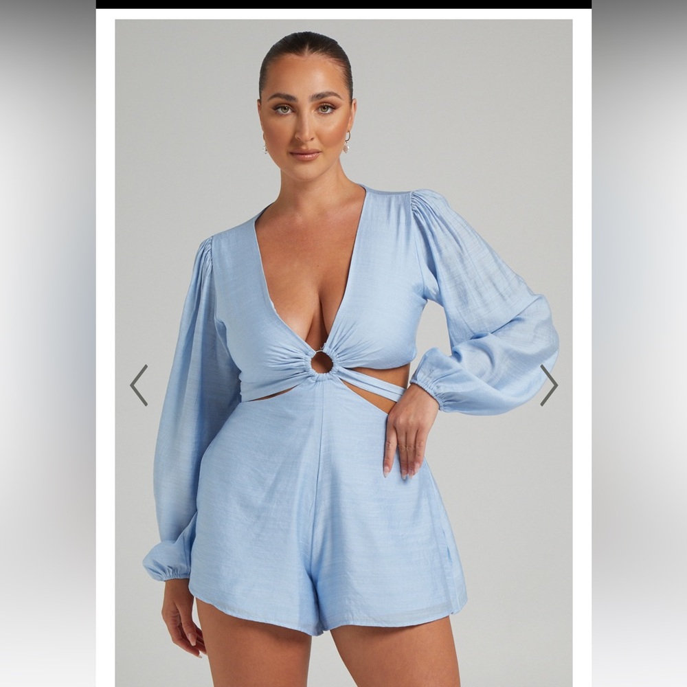 Showpo Light Blue Long Sleeve Romper